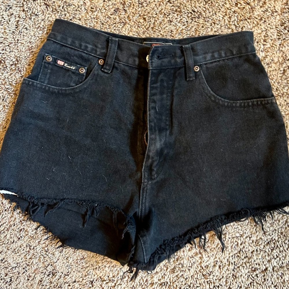 VINTAGE black denim high-waisted cutoff shorts